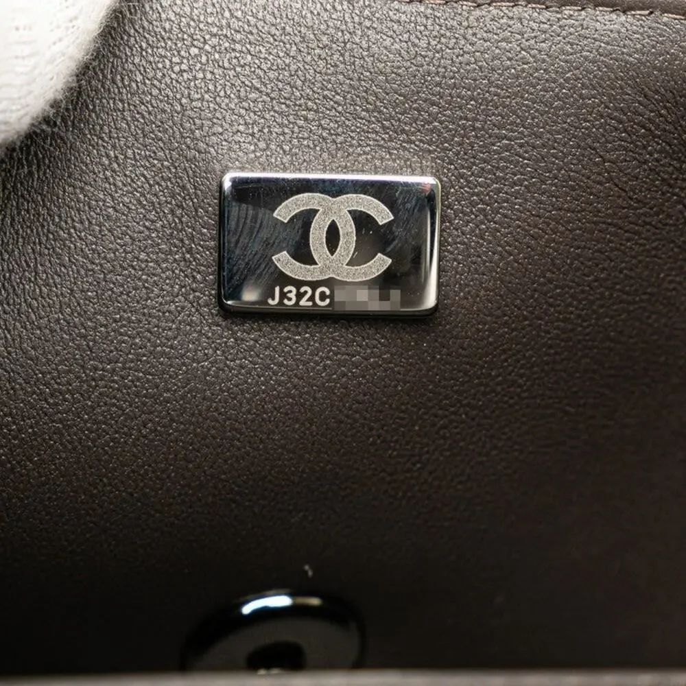 Chanel Mini Matelasse 20 Coco Mark Tweed Leather Shoulder Bag Gray